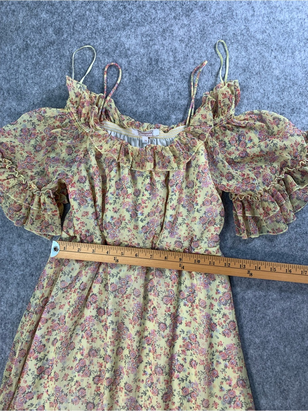 ClockHouse ' Yellow Floral Ruffle Off-Shoulder Dress - Picture 12 of 13